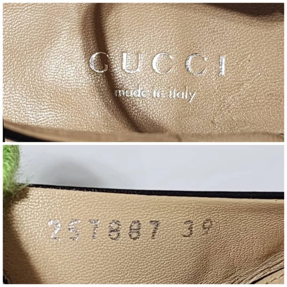 Authentic Gucci Leather Horsebit Peep Toe Platform Pumps Black Size 39
